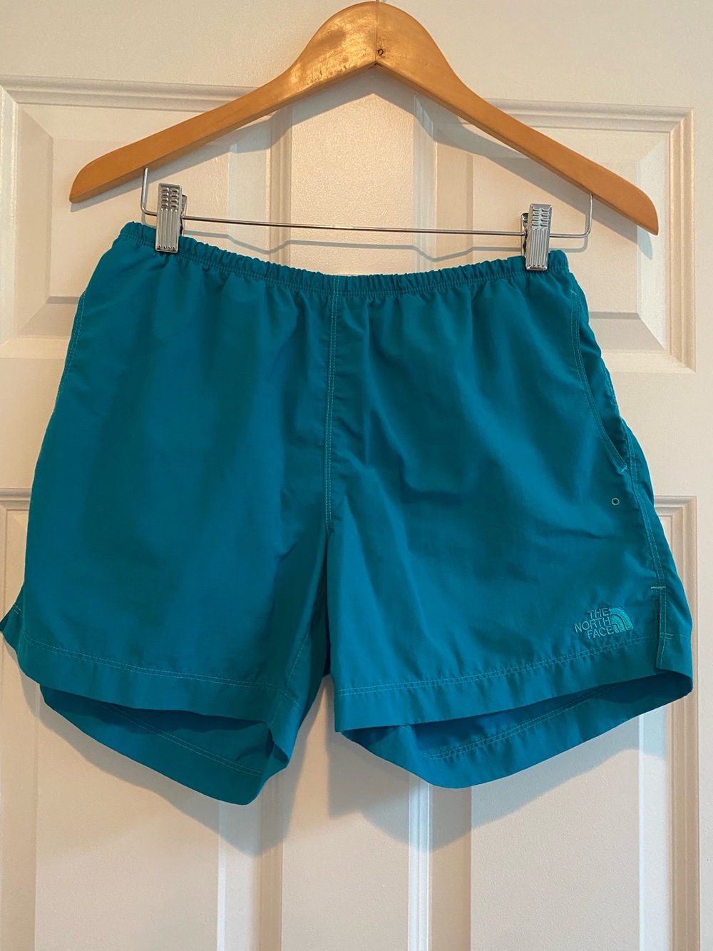 Vintage Retrp Throwback The North Face Teal Women's Athletic Shorts, Sz S